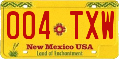 NM license plate 004TXW