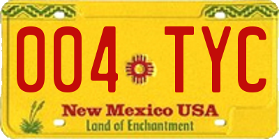 NM license plate 004TYC
