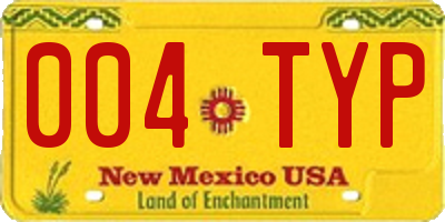 NM license plate 004TYP