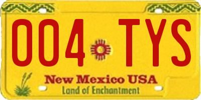 NM license plate 004TYS
