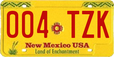 NM license plate 004TZK