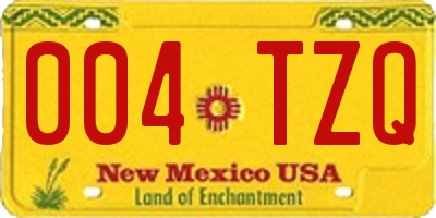 NM license plate 004TZQ