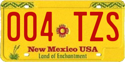 NM license plate 004TZS