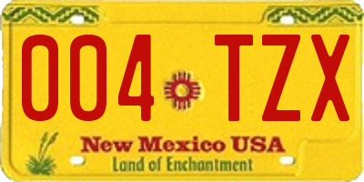 NM license plate 004TZX