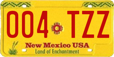 NM license plate 004TZZ