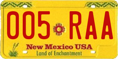 NM license plate 005RAA