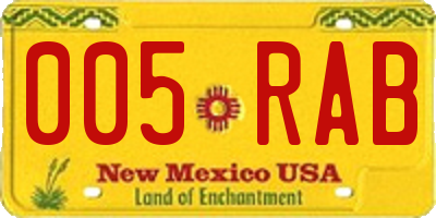 NM license plate 005RAB