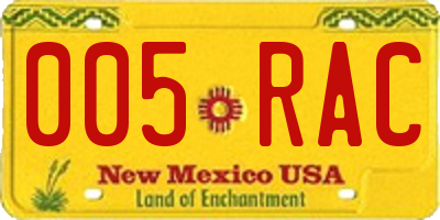 NM license plate 005RAC