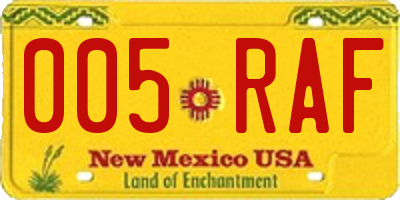 NM license plate 005RAF