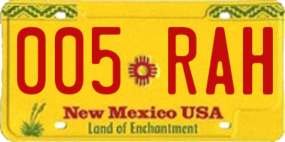 NM license plate 005RAH