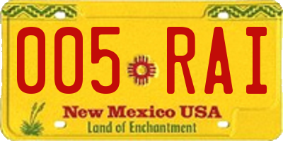 NM license plate 005RAI