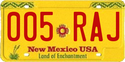 NM license plate 005RAJ