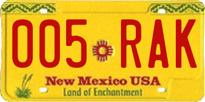 NM license plate 005RAK
