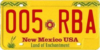 NM license plate 005RBA