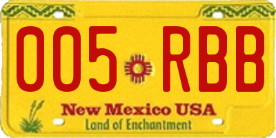 NM license plate 005RBB