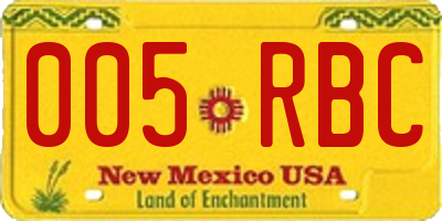 NM license plate 005RBC