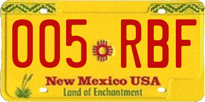 NM license plate 005RBF