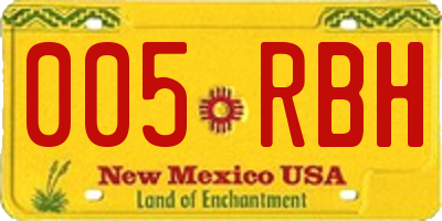 NM license plate 005RBH
