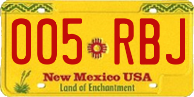 NM license plate 005RBJ