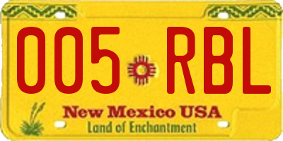 NM license plate 005RBL
