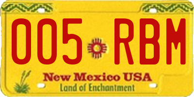 NM license plate 005RBM