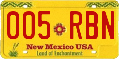 NM license plate 005RBN