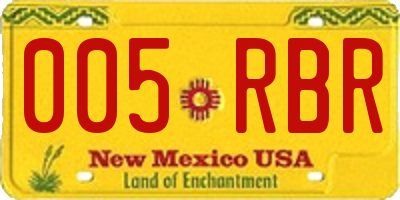 NM license plate 005RBR