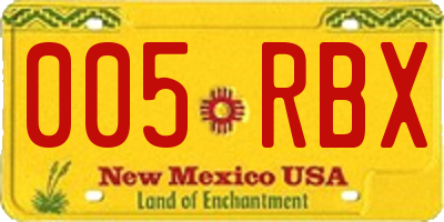 NM license plate 005RBX