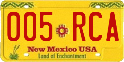 NM license plate 005RCA