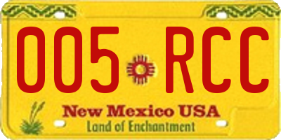 NM license plate 005RCC