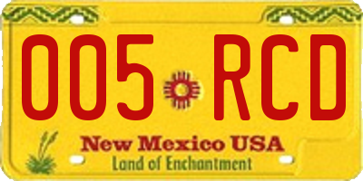 NM license plate 005RCD