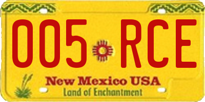 NM license plate 005RCE