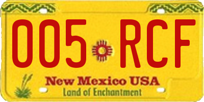 NM license plate 005RCF