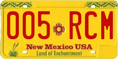NM license plate 005RCM