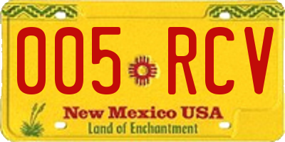 NM license plate 005RCV