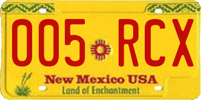 NM license plate 005RCX