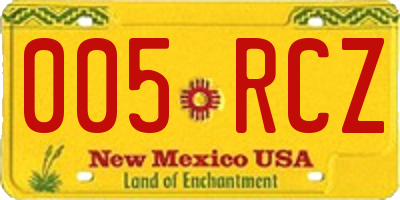 NM license plate 005RCZ