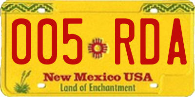 NM license plate 005RDA