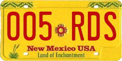 NM license plate 005RDS
