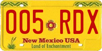 NM license plate 005RDX