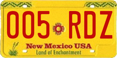 NM license plate 005RDZ