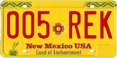 NM license plate 005REK