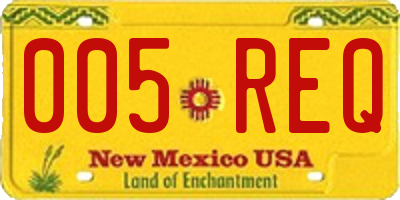 NM license plate 005REQ