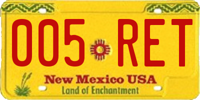 NM license plate 005RET