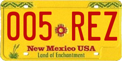 NM license plate 005REZ