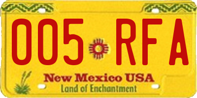 NM license plate 005RFA