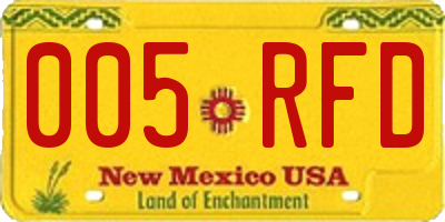 NM license plate 005RFD