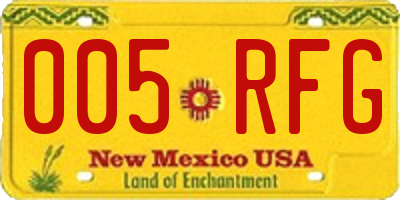 NM license plate 005RFG