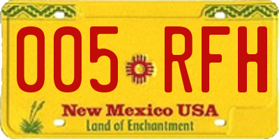 NM license plate 005RFH