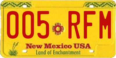 NM license plate 005RFM